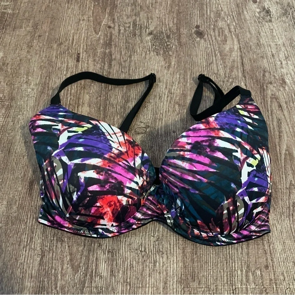 Victoria's Secret Pink Colorful Foliage Printed Bra Size 32DD